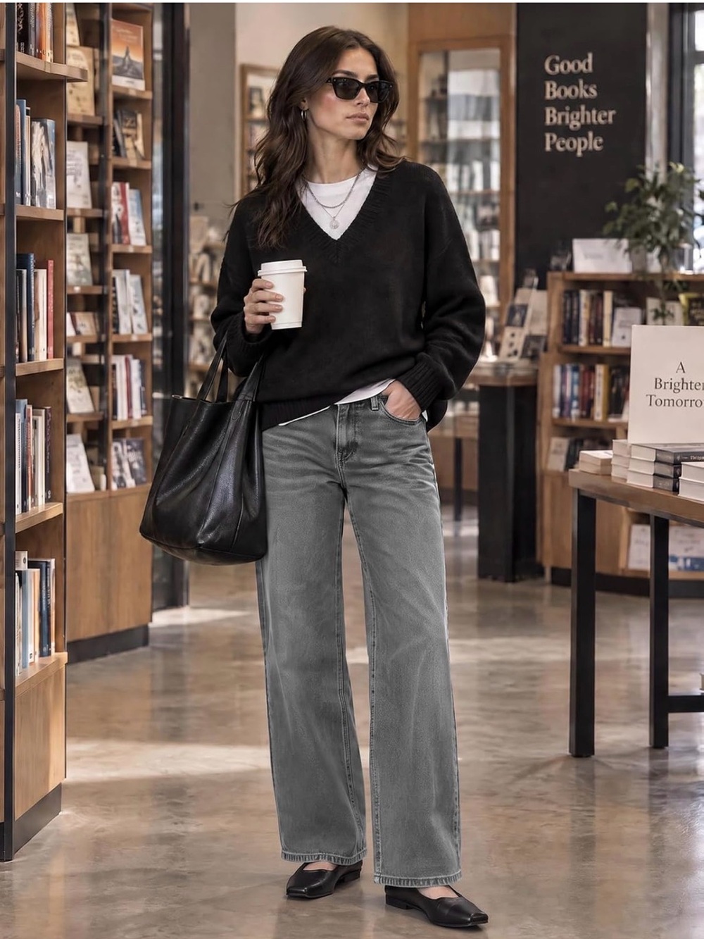 Oneso BBL High-Rise Wide-Leg Jeans in Washed Gray